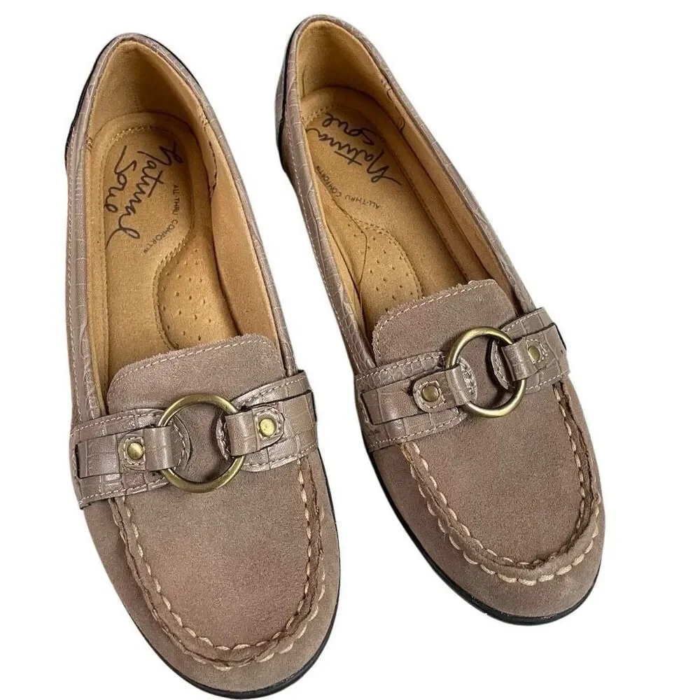 NATURAL SOUL Women’s Wendi Classic Comfort Loafers Preppy Taupe Size 8